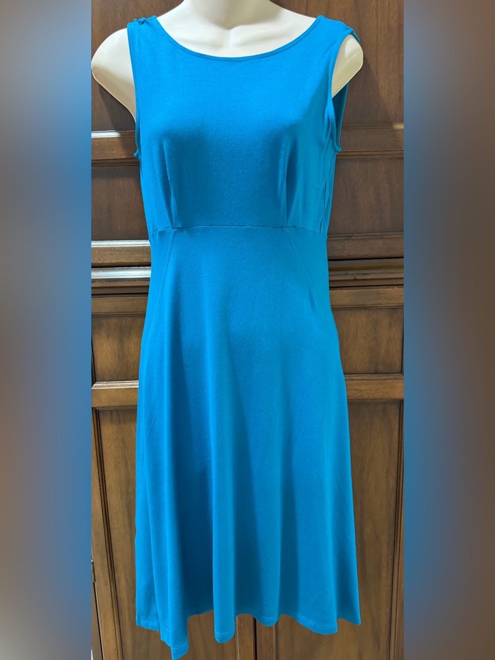 Eileen Fisher Teal Sleeveless Asymmetrical Hem Dress
